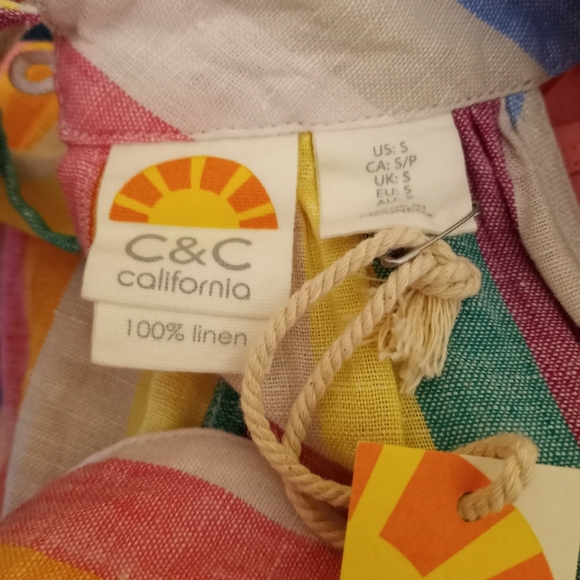 NWT 100% LINEN RAINBOW STRIPED DRESS SMALL - Picture 5 of 6